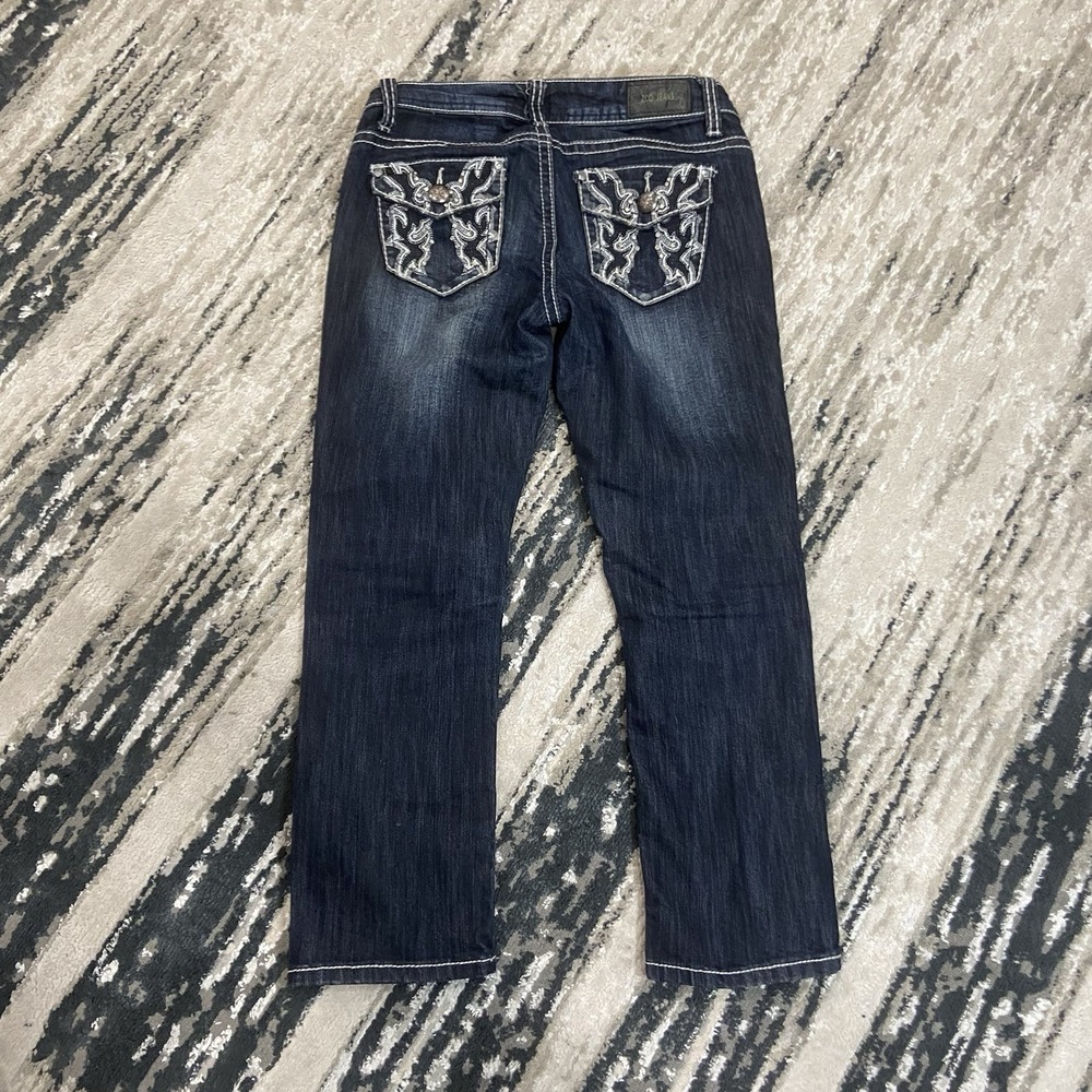 Y2K ZCO Jeans - Womens Size 5 - Low Rise Slim Bootcut Embroidered Denim Blue